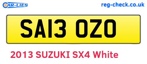 SA13OZO are the vehicle registration plates.