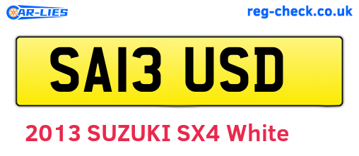 SA13USD are the vehicle registration plates.
