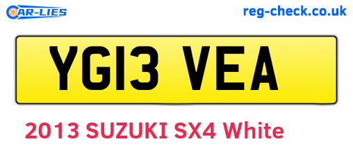 YG13VEA are the vehicle registration plates.