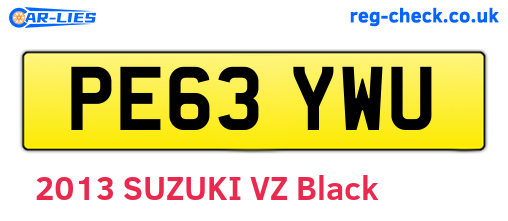 PE63YWU are the vehicle registration plates.