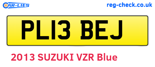 PL13BEJ are the vehicle registration plates.