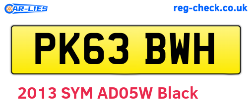 PK63BWH are the vehicle registration plates.