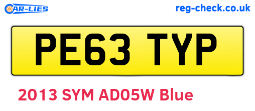 PE63TYP are the vehicle registration plates.