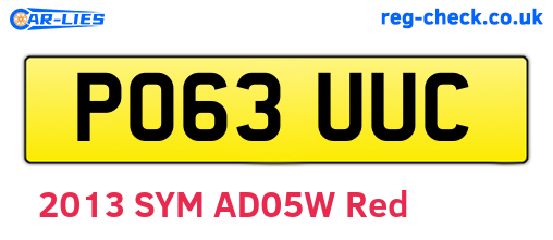 PO63UUC are the vehicle registration plates.