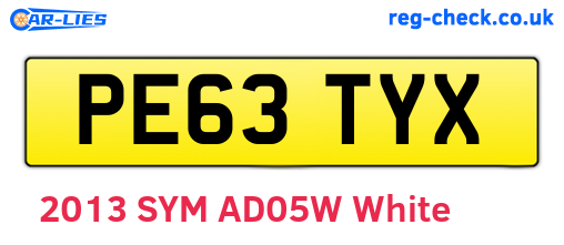 PE63TYX are the vehicle registration plates.
