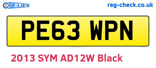 PE63WPN are the vehicle registration plates.
