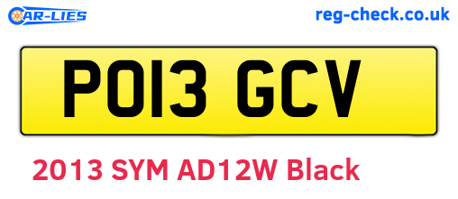 PO13GCV are the vehicle registration plates.