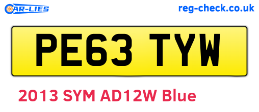 PE63TYW are the vehicle registration plates.