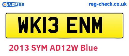 WK13ENM are the vehicle registration plates.