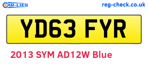 YD63FYR are the vehicle registration plates.