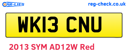WK13CNU are the vehicle registration plates.