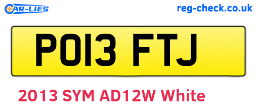 PO13FTJ are the vehicle registration plates.