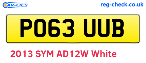 PO63UUB are the vehicle registration plates.