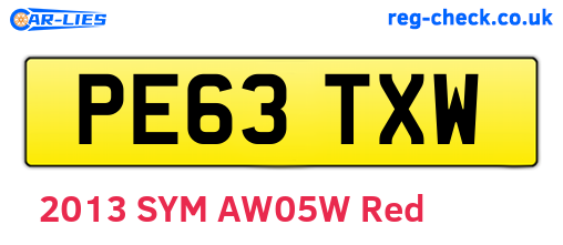 PE63TXW are the vehicle registration plates.