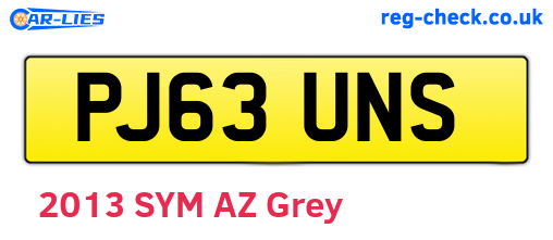 PJ63UNS are the vehicle registration plates.