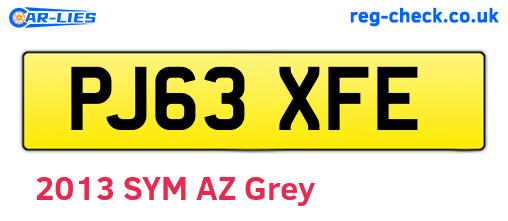 PJ63XFE are the vehicle registration plates.