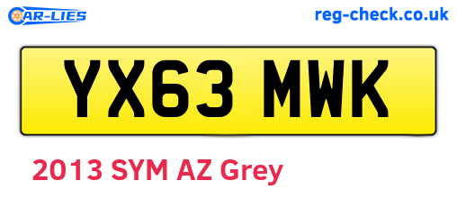 YX63MWK are the vehicle registration plates.