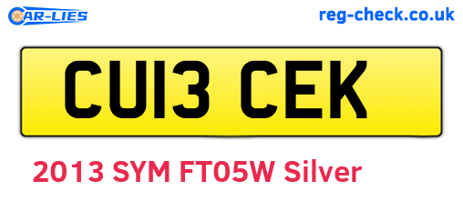 CU13CEK are the vehicle registration plates.