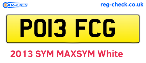 PO13FCG are the vehicle registration plates.