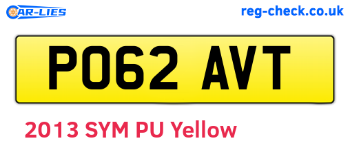 PO62AVT are the vehicle registration plates.