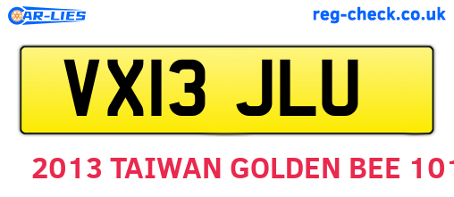 VX13JLU are the vehicle registration plates.