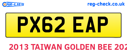 PX62EAP are the vehicle registration plates.