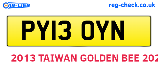 PY13OYN are the vehicle registration plates.