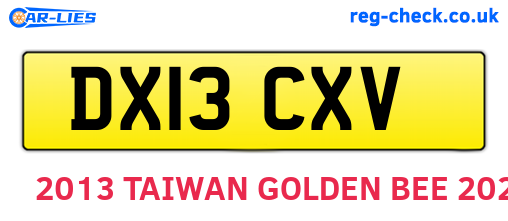 DX13CXV are the vehicle registration plates.
