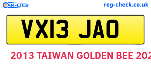 VX13JAO are the vehicle registration plates.