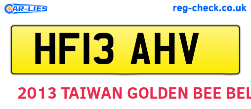 HF13AHV are the vehicle registration plates.