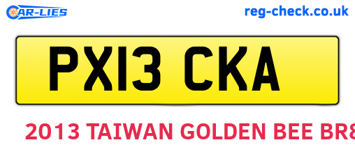 PX13CKA are the vehicle registration plates.