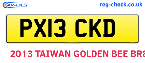 PX13CKD are the vehicle registration plates.