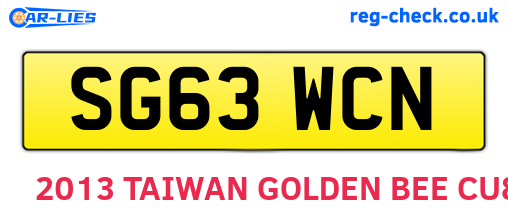 SG63WCN are the vehicle registration plates.