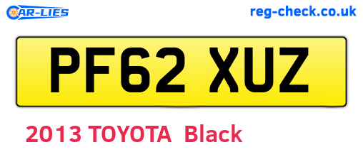 PF62XUZ are the vehicle registration plates.