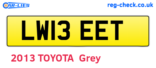 LW13EET are the vehicle registration plates.