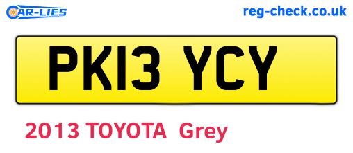 PK13YCY are the vehicle registration plates.
