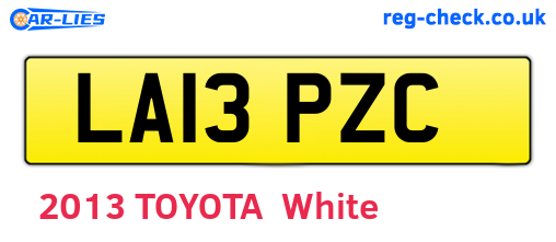 LA13PZC are the vehicle registration plates.