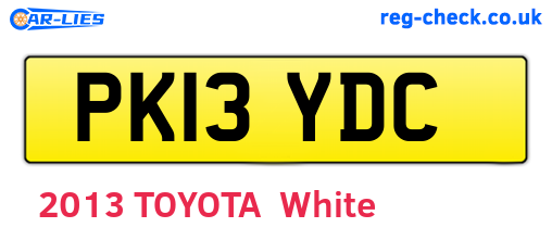 PK13YDC are the vehicle registration plates.