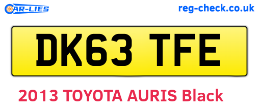 DK63TFE are the vehicle registration plates.