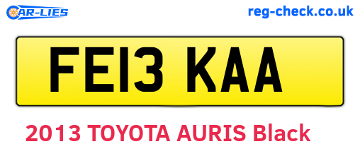 FE13KAA are the vehicle registration plates.