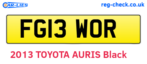 FG13WOR are the vehicle registration plates.