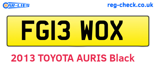 FG13WOX are the vehicle registration plates.