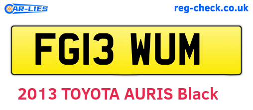 FG13WUM are the vehicle registration plates.