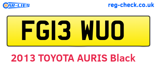 FG13WUO are the vehicle registration plates.