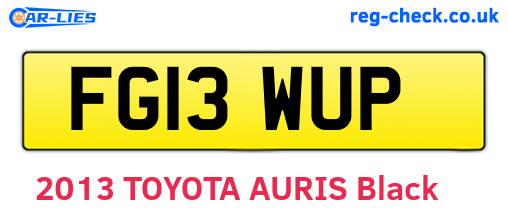 FG13WUP are the vehicle registration plates.