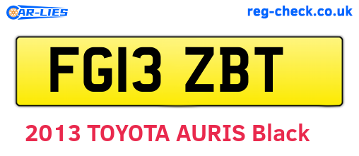 FG13ZBT are the vehicle registration plates.