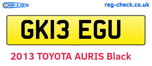 GK13EGU are the vehicle registration plates.