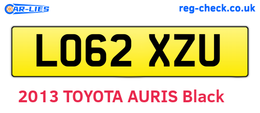 LO62XZU are the vehicle registration plates.