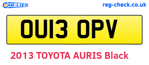 OU13OPV are the vehicle registration plates.