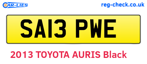 SA13PWE are the vehicle registration plates.